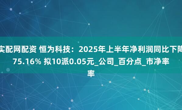 实配网配资 恒为科技：2025年上半年净利润同比下降75.16% 拟10派0.05元_公司_百分点_市净率